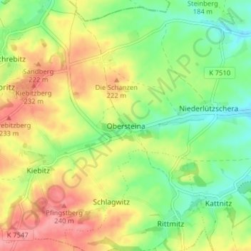 Mappa topografica Obersteina, altitudine, rilievo