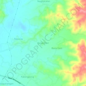 Mappa topografica Baoa West, altitudine, rilievo