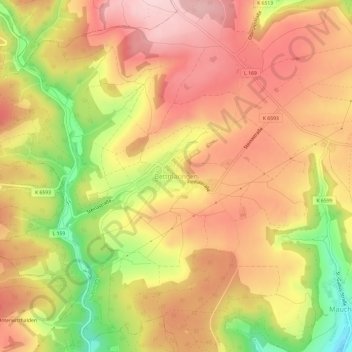 Mappa topografica Bettmaringen, altitudine, rilievo