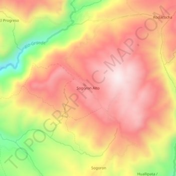 Mappa topografica Sogoron Alto, altitudine, rilievo