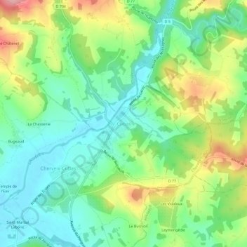 Mappa topografica Cubas, altitudine, rilievo