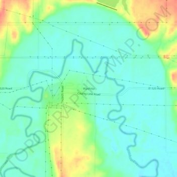 Mappa topografica Washita, altitudine, rilievo