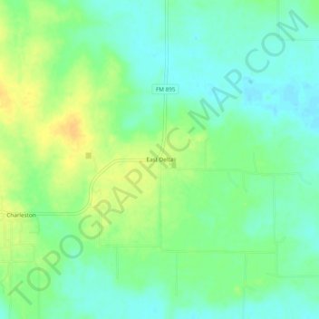 Mappa topografica East Delta, altitudine, rilievo