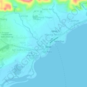 Mappa topografica San Roque, altitudine, rilievo