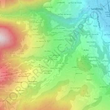 Mappa topografica Les Darbaillets, altitudine, rilievo