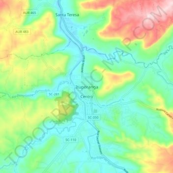 Mappa topografica Ituporanga, altitudine, rilievo