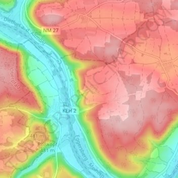 Mappa topografica Flügelsberg, altitudine, rilievo