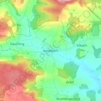 Mappa topografica Haselbach, altitudine, rilievo