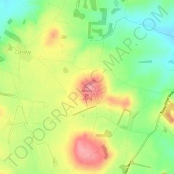 Mappa topografica Arbury Hill, altitudine, rilievo