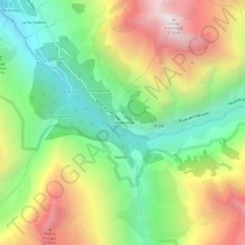Mappa topografica Champhorent, altitudine, rilievo
