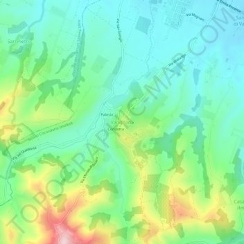 Mappa topografica Varignana, altitudine, rilievo