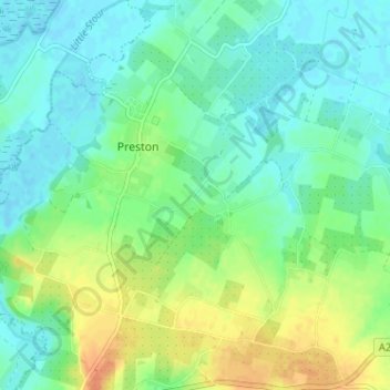 Mappa topografica Elmstone, altitudine, rilievo