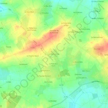 Mappa topografica La Marhannais, altitudine, rilievo