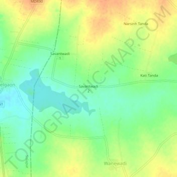 Mappa topografica Savantwadi 2, altitudine, rilievo