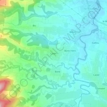 Mappa topografica Cadet, altitudine, rilievo