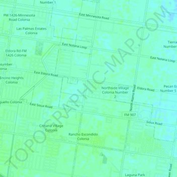 Mappa topografica North Alamo, altitudine, rilievo