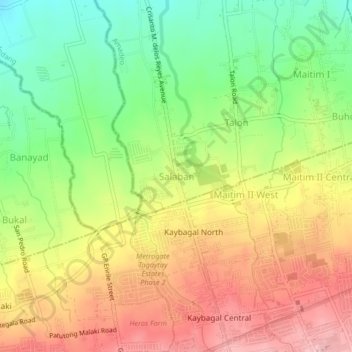 Mappa topografica Salaban, altitudine, rilievo