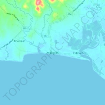 Mappa topografica Milagros, altitudine, rilievo