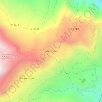 Mappa topografica Marcopata, altitudine, rilievo