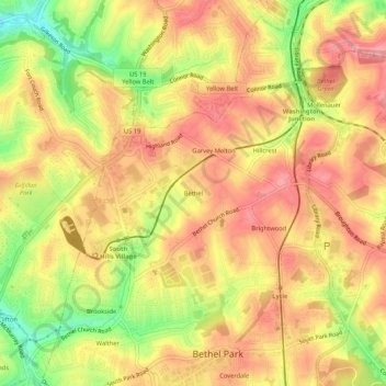 Mappa topografica Bethel, altitudine, rilievo
