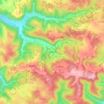 Mappa topografica Péchalart, altitudine, rilievo