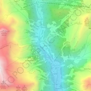Mappa topografica Orsia, altitudine, rilievo