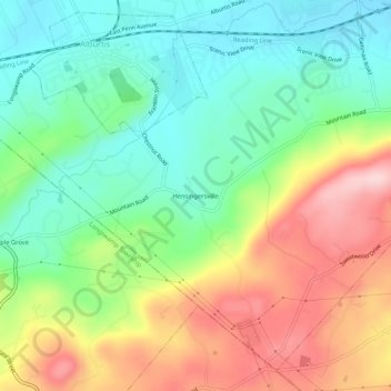Mappa topografica Hensingersville, altitudine, rilievo