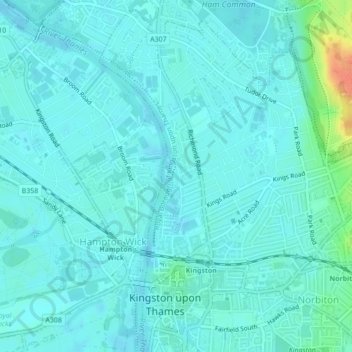 Mappa topografica Millennium Red Oak, altitudine, rilievo