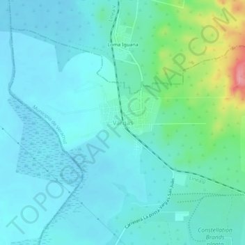 Mappa topografica Vargas, altitudine, rilievo