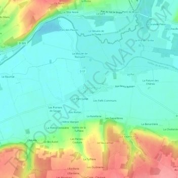 Mappa topografica Le Bourg de Couture, altitudine, rilievo