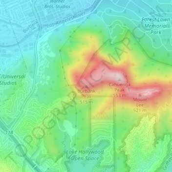 Mappa topografica Burbank Peak, altitudine, rilievo