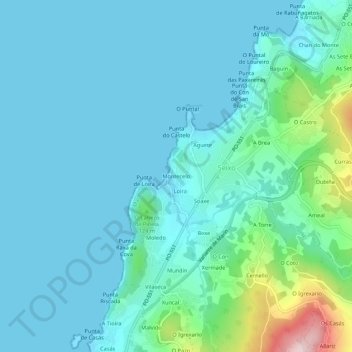 Mappa topografica Montecelo, altitudine, rilievo