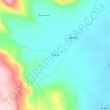 Mappa topografica Pelotas, altitudine, rilievo