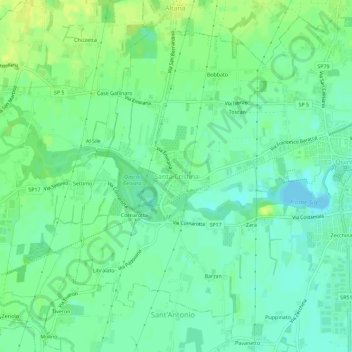 Mappa topografica Santa Cristina, altitudine, rilievo