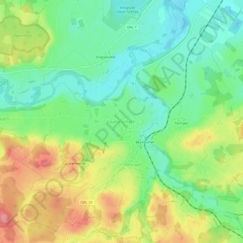 Mappa topografica Leuterschach, altitudine, rilievo
