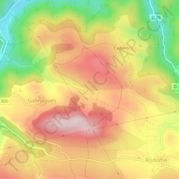 Mappa topografica Cavalières, altitudine, rilievo