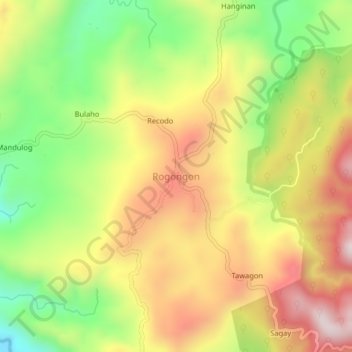 Mappa topografica Rogongon, altitudine, rilievo