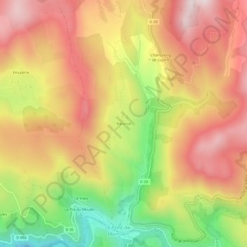 Mappa topografica Rieumal, altitudine, rilievo