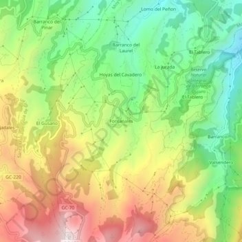 Mappa topografica Fontanales, altitudine, rilievo