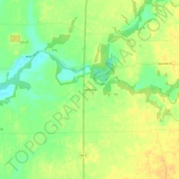 Mappa topografica Sandusky, altitudine, rilievo