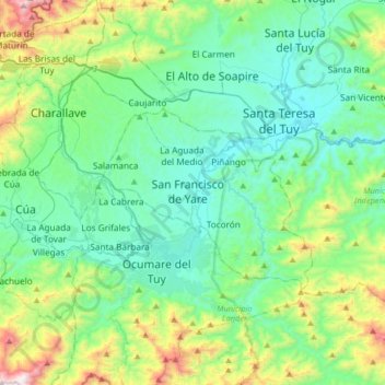 Mappa topografica San Francisco de Yare, altitudine, rilievo