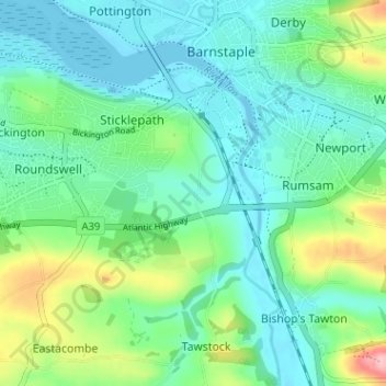 Mappa topografica Lake, altitudine, rilievo