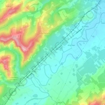 Mappa topografica Errano, altitudine, rilievo
