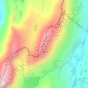 Mappa topografica Mount Starr, altitudine, rilievo