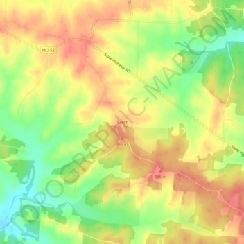 Mappa topografica Crest, altitudine, rilievo