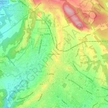 Mappa topografica Villaggio Trieste, altitudine, rilievo