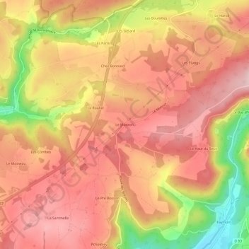 Mappa topografica Le Motiron, altitudine, rilievo
