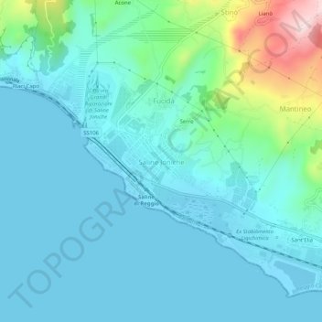 Mappa topografica Saline Joniche, altitudine, rilievo
