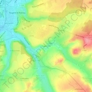 Mappa topografica Chappe Châtre, altitudine, rilievo