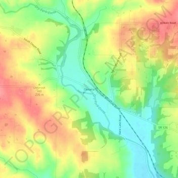 Mappa topografica Okeana, altitudine, rilievo